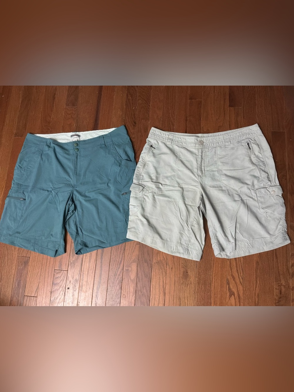 L.L. Bean/Columbia Women's Cargo Shorts - Teal and Light Gray